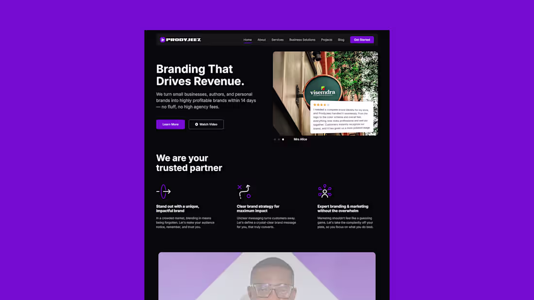 Cover image for Dark Mode Website Development for a Branding Agency