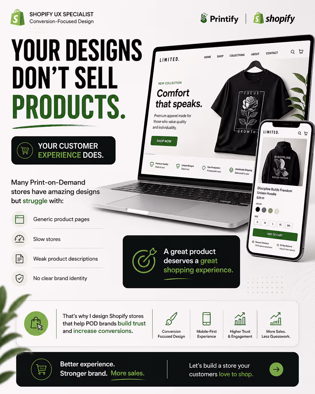 Cover image for Print-on-Demand
Your designs don't sell products.
Your