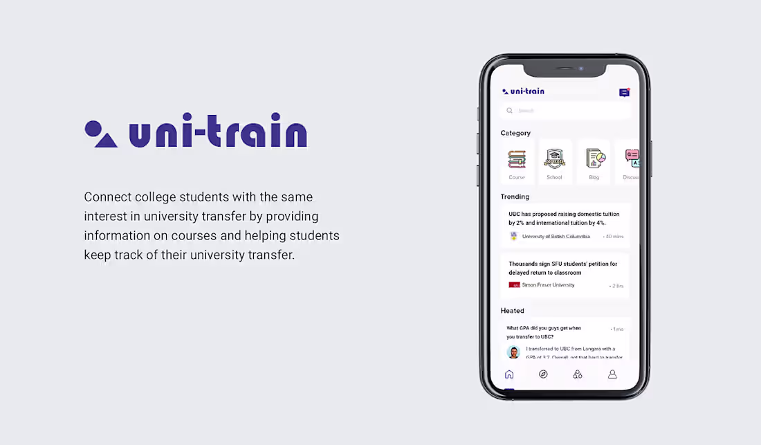 Cover image for Uni-Train College Transfer Mobile App