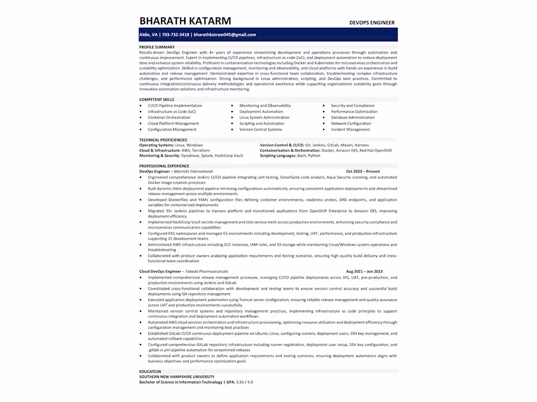 Cover image for I created the DevOps Engineer’s resume from the beginning, s...
