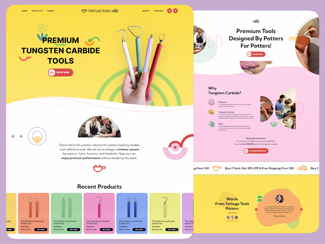 Cover image for Vibrant Pottery Tools E-commerce Website Design