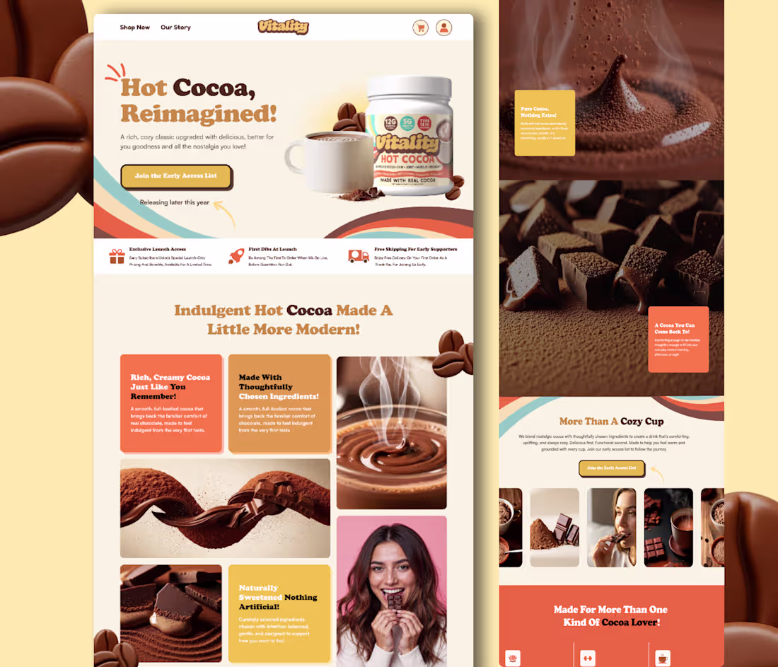 Cover image for Vitality CHolcate E-Commerce Landing page
