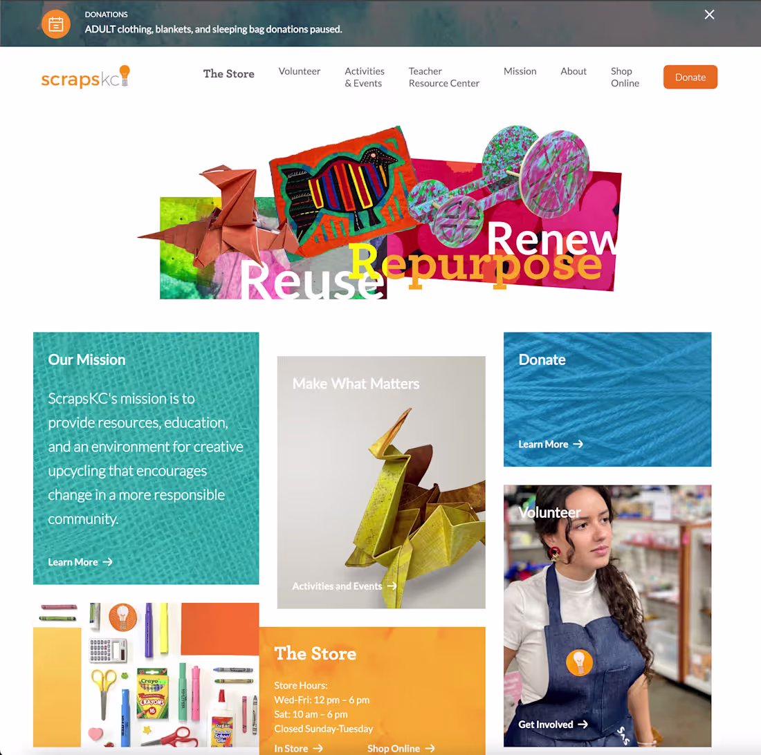 Cover image for ScrapsKC Non Profit Company Website 