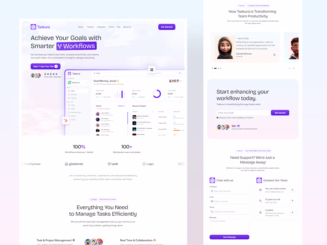 Cover image for Taskura SaaS Landing Page Design