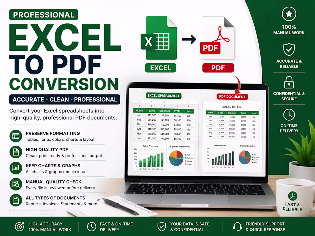 Cover image for Professional Excel to PDF Conversion