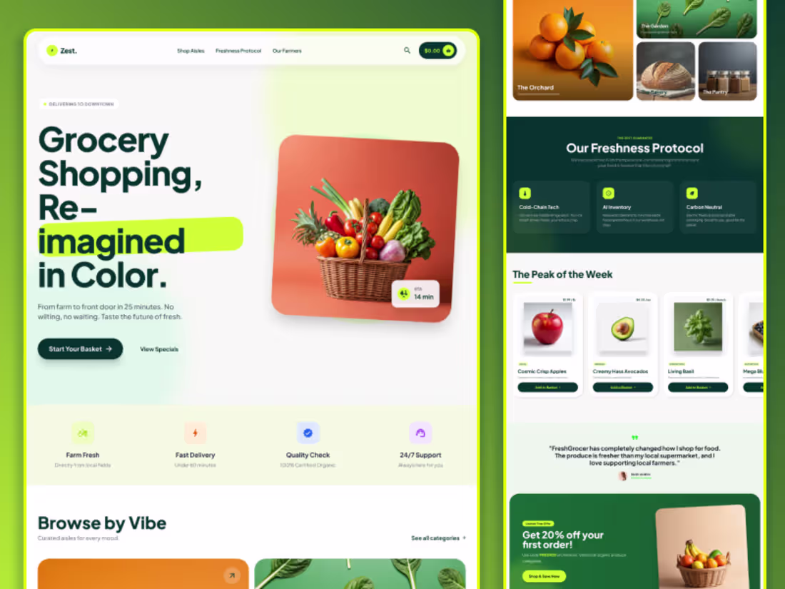 Cover image for Fresh groceries. Clean design. 🥬
FreshGrocer