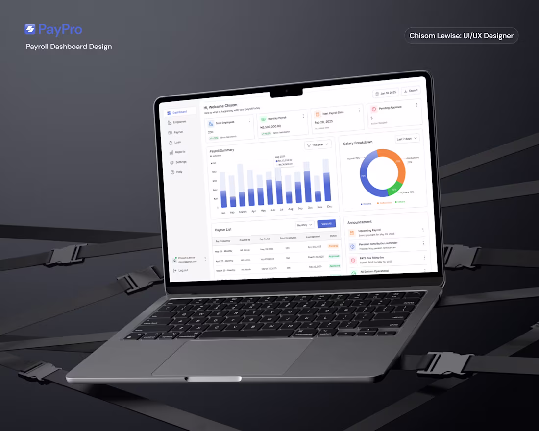Cover image for PayPro Payroll Application UI/UX Design