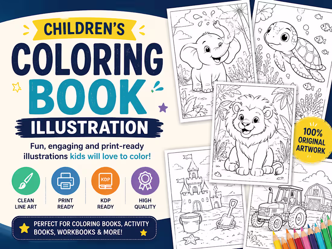 Cover image for Children's Coloring Book Illustration