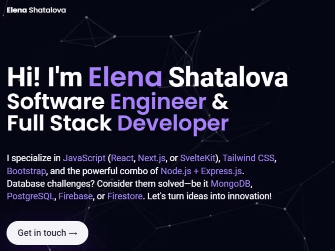 Cover image for Elena Shatalova - Full Stack Developer | View My Work
