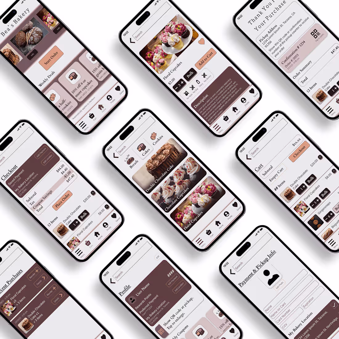 Cover image for Bea's Bakery Dedicated App Mockups on Behance