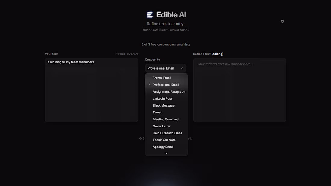 Cover image for Edible AI a text based