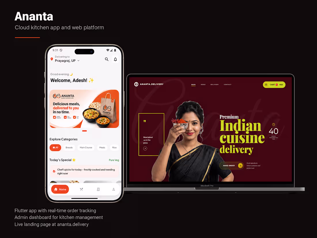Cover image for Ananta — Flutter app, admin dashboard, and landing page