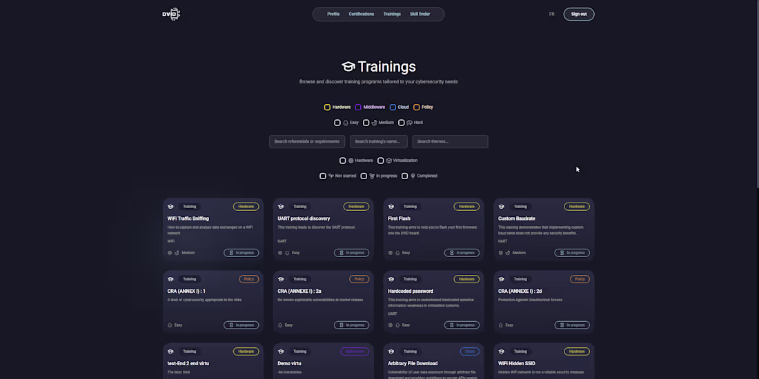 Cover image for DVID SaaS - Trainings search