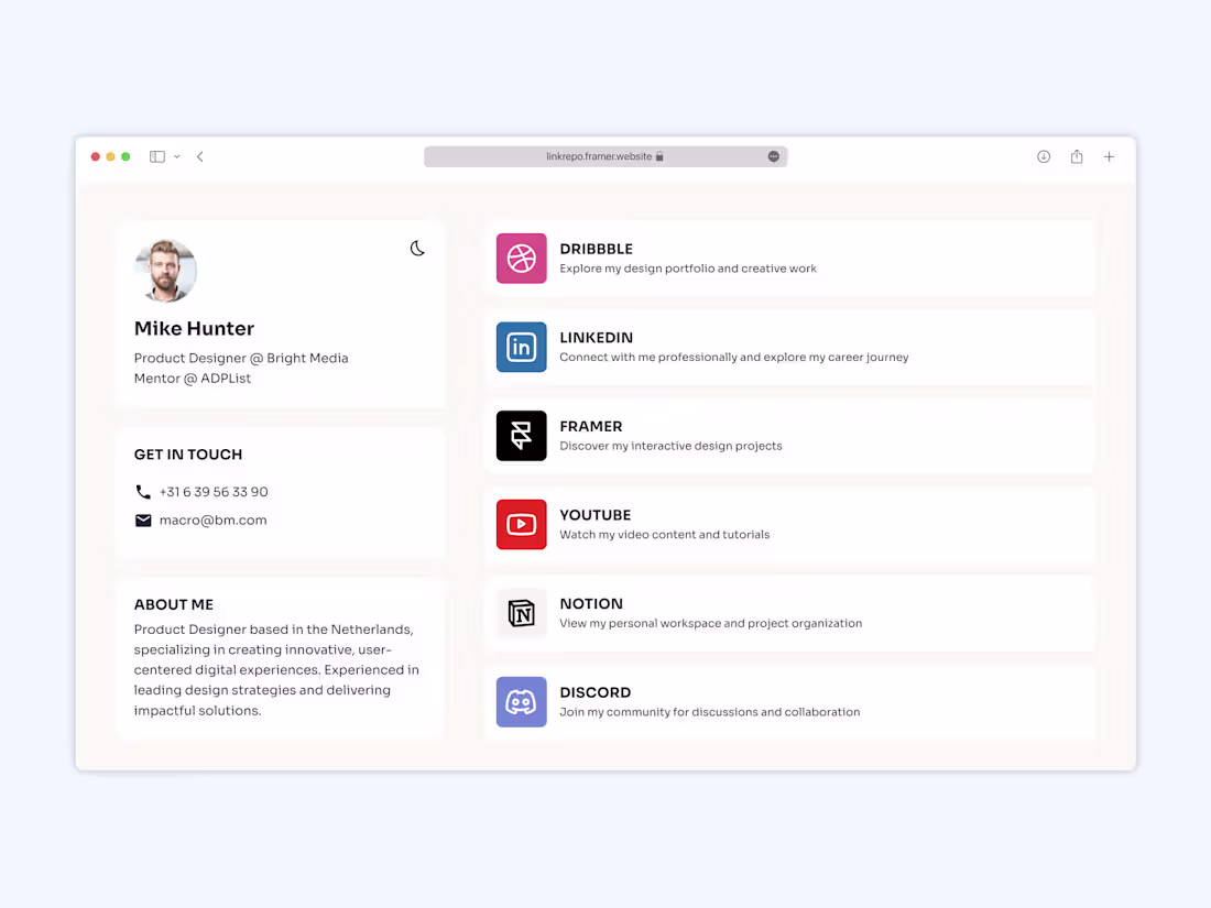 Cover image for Framer Design: Link Repository Website