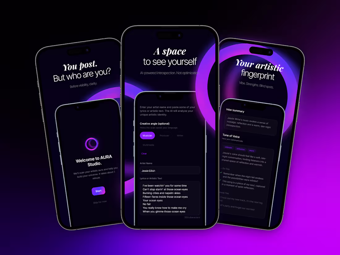 Cover image for Aura Studio: AI-Powered Creative Identity App