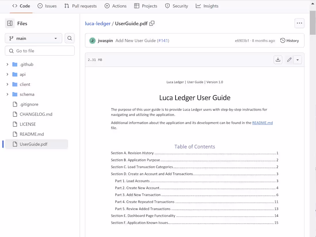 Cover image for Luca Ledger User Guide Version 1.0