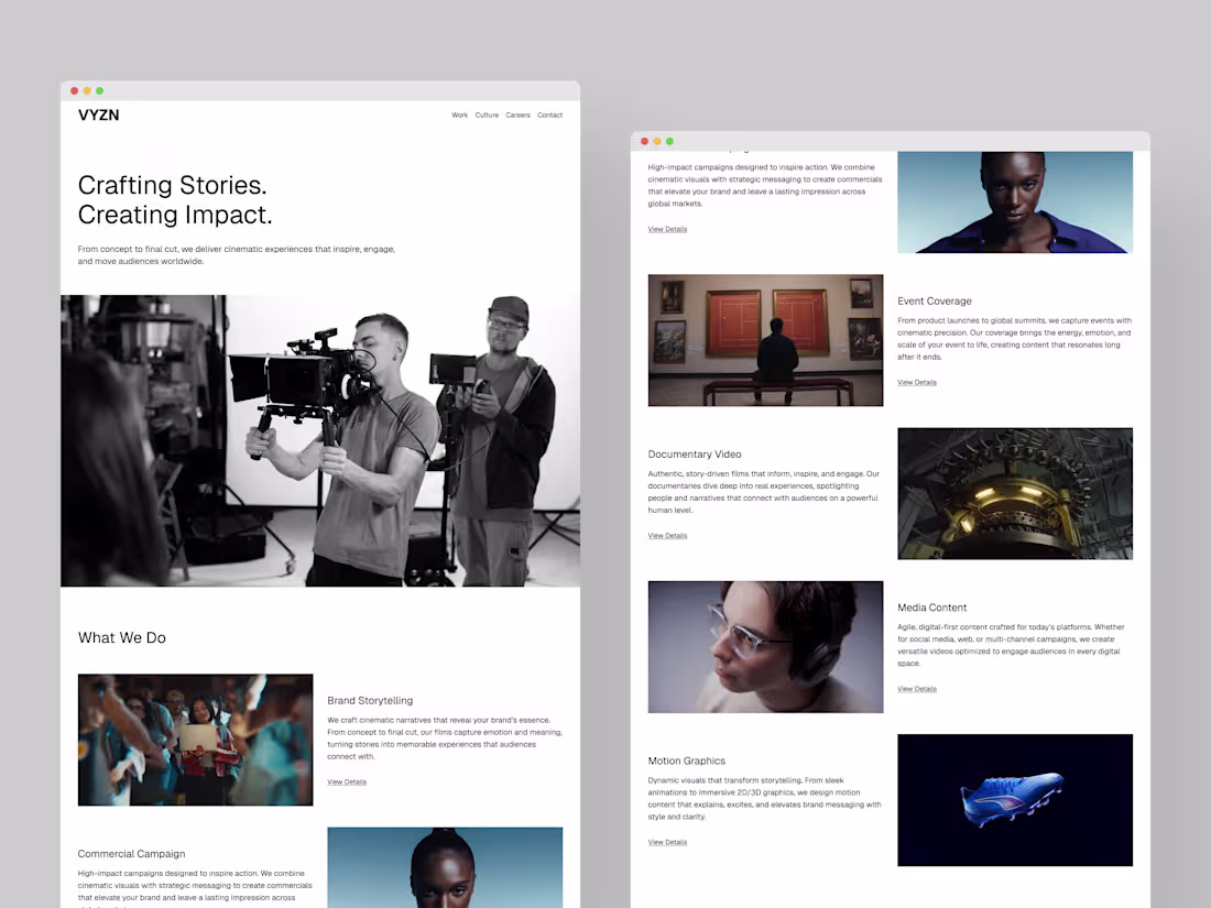 Cover image for Creative portfolios should feel immersive.
VYZN