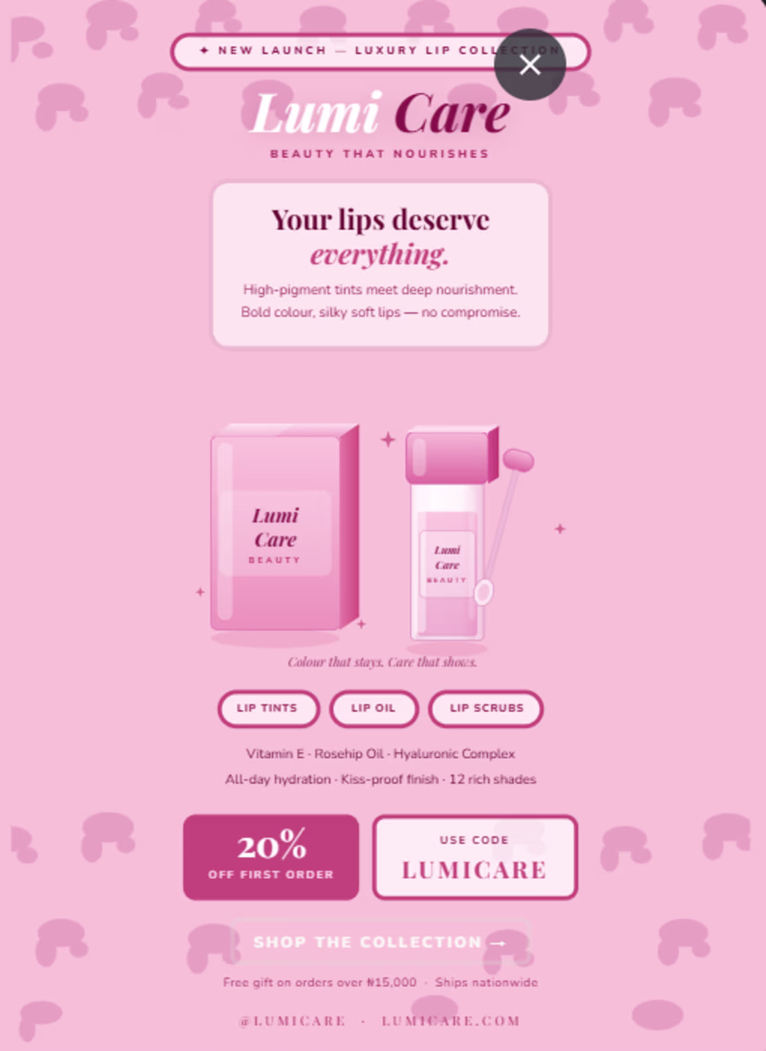 Cover image for Lumi Care Luxury Lip Collection