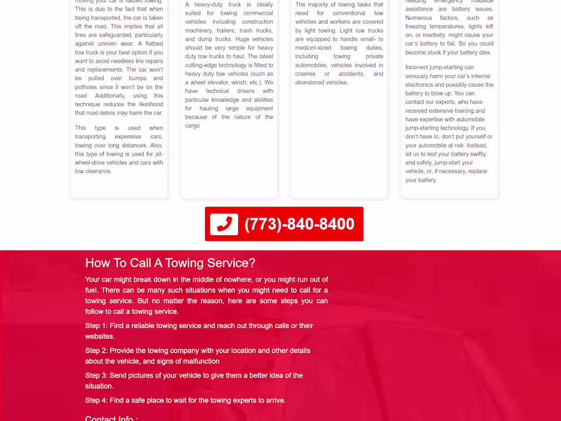 Cover image for Towing Chicago (872) 259-8365 Call us 24/7