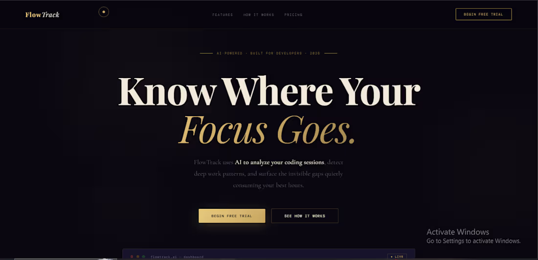 Cover image for FlowTrack — AI-Powered SaaS Landing