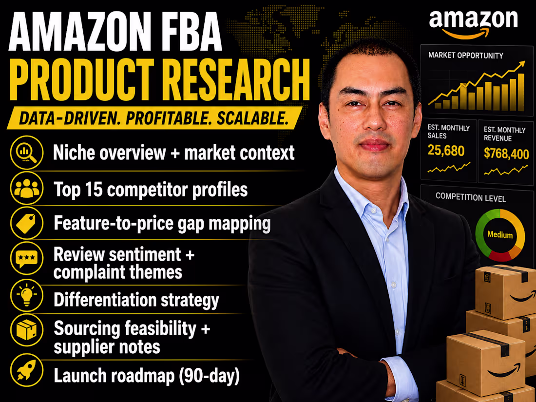 Cover image for Amazon FBA product research with competitor analysis
