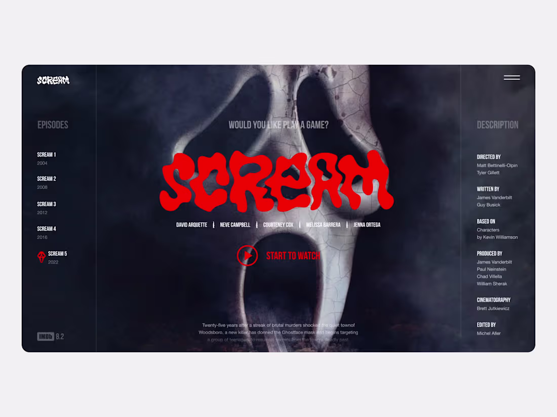 Cover image for  Scream Homepage Concept 