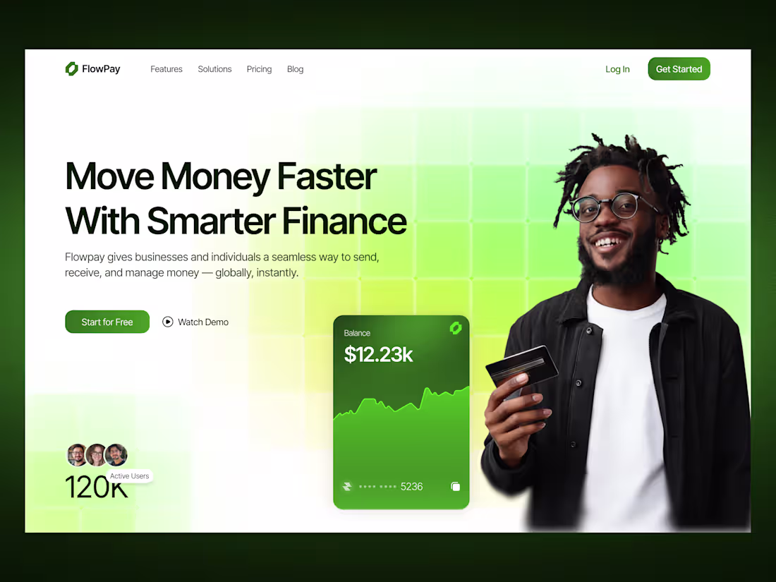 Cover image for FlowPay; Fintech Hero section design

#uiux