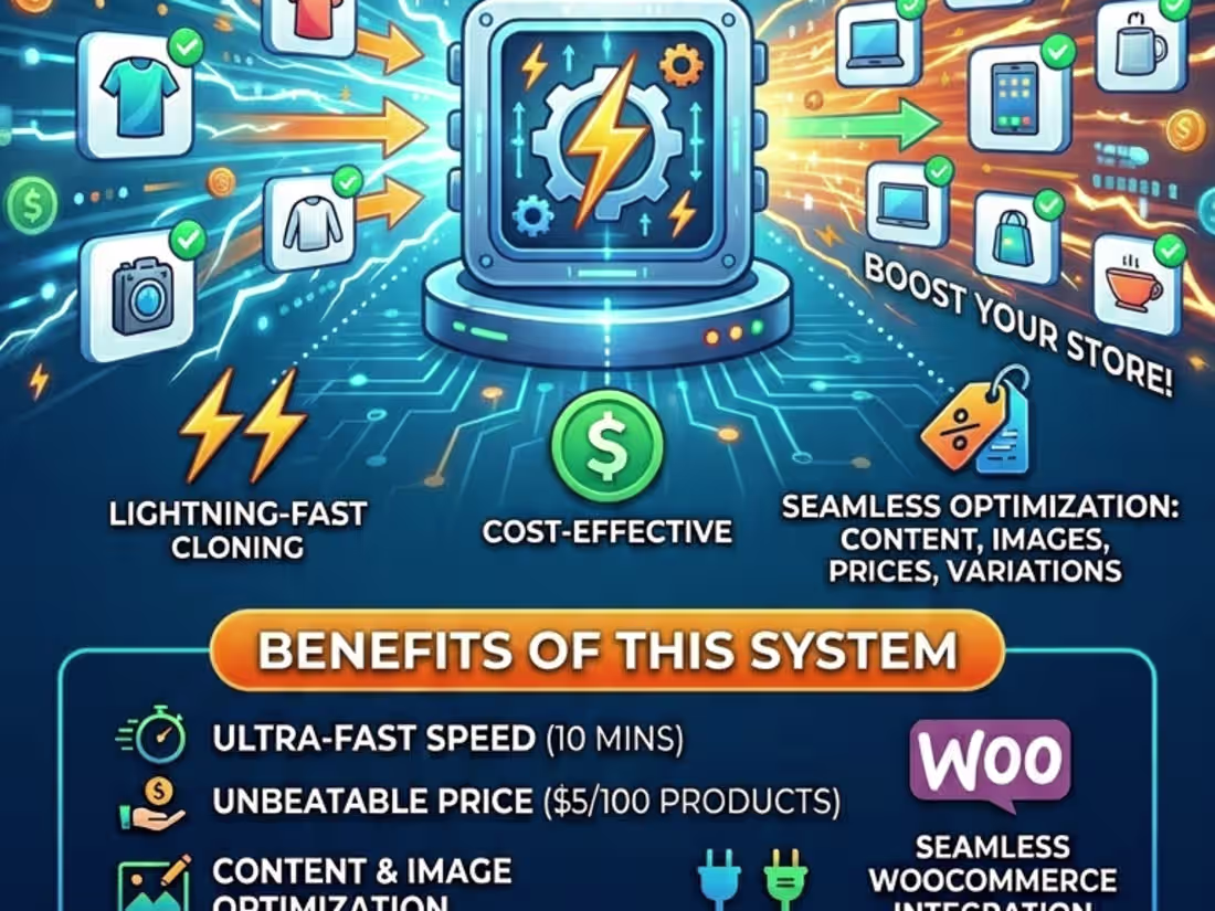 Cover image for Clone up to 100 products in just 10 minutes 