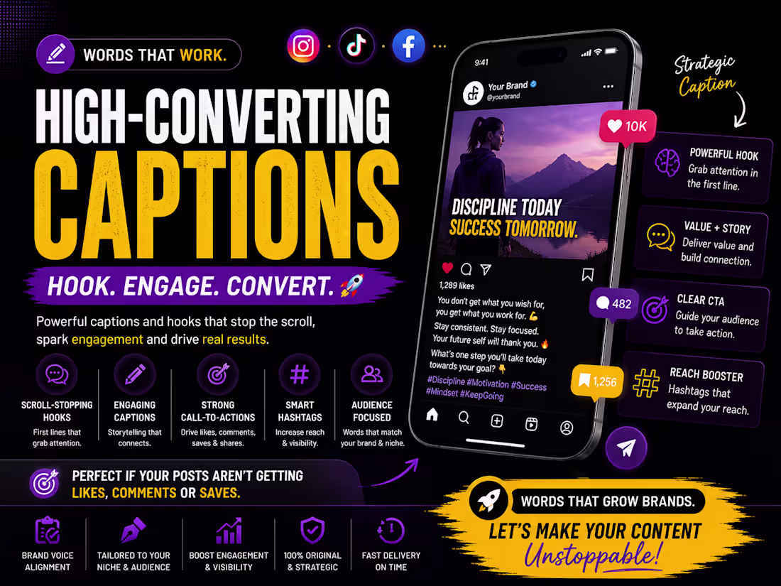 Cover image for Social Media Caption Writing & Hook Strategy for High Engagement