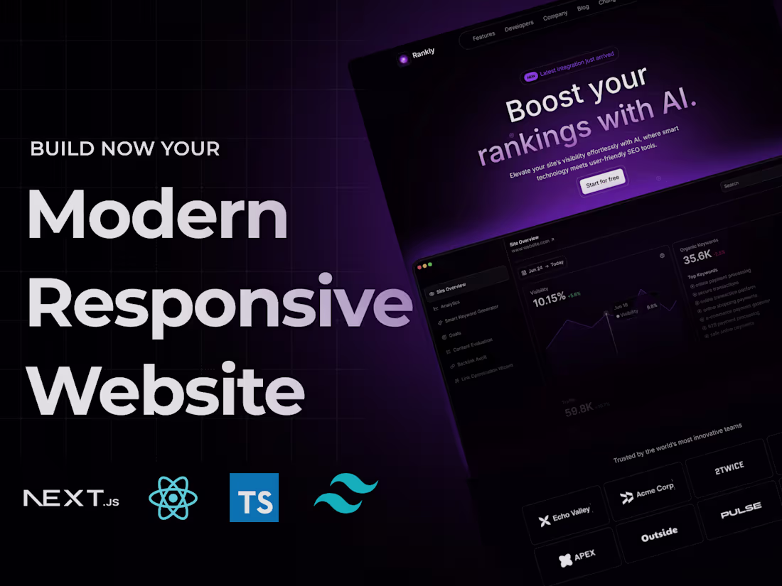 Cover image for Web App Development Designs to Next.js | React | Tailwind 
