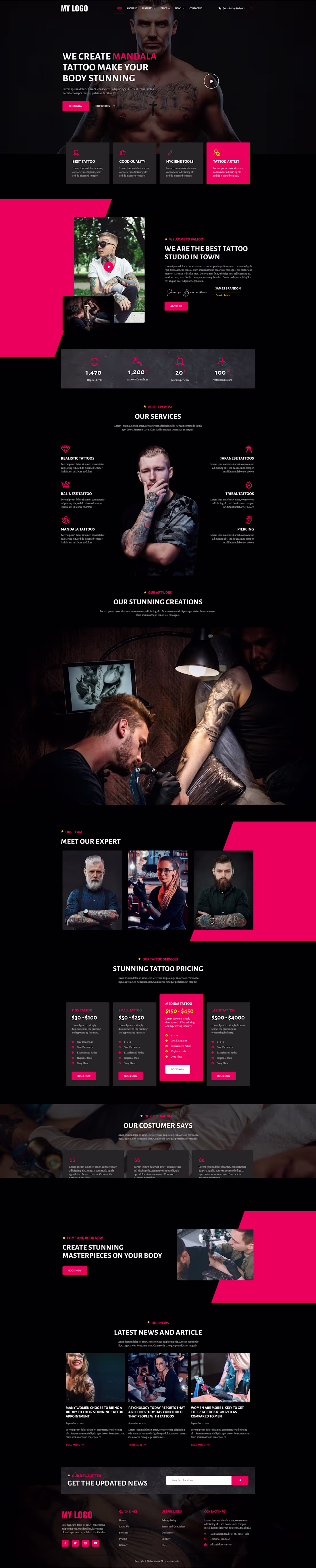 Cover image for Bold Website UI Design for Tattoo & Piercing Studios