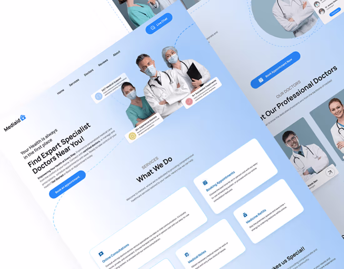 Cover image for Mediaid | Medical website landing page design