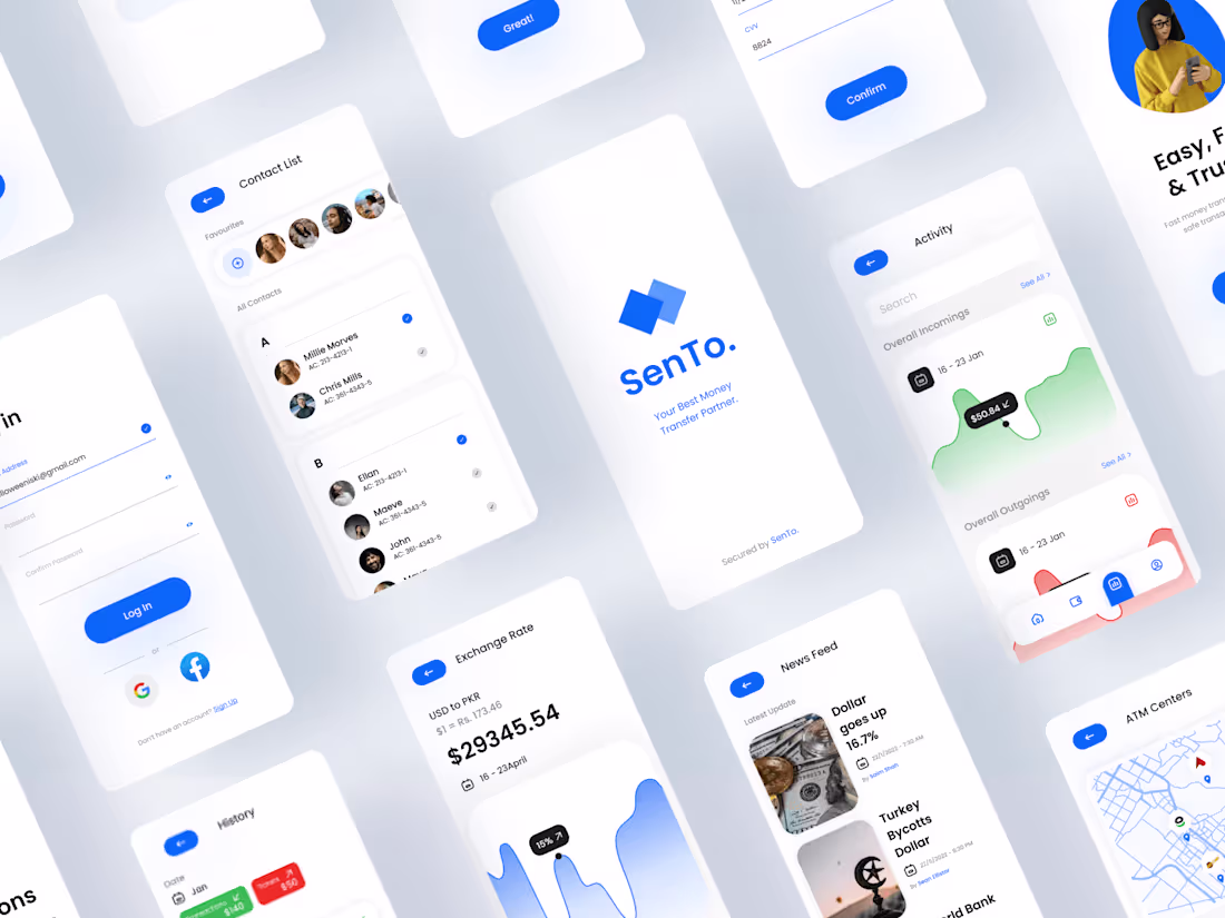 Cover image for Sento. - A Fintech Money Transfer Mobile App - UI/UX Design