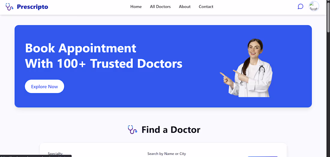 Cover image for MedSync
Platform to discover nearby doctors