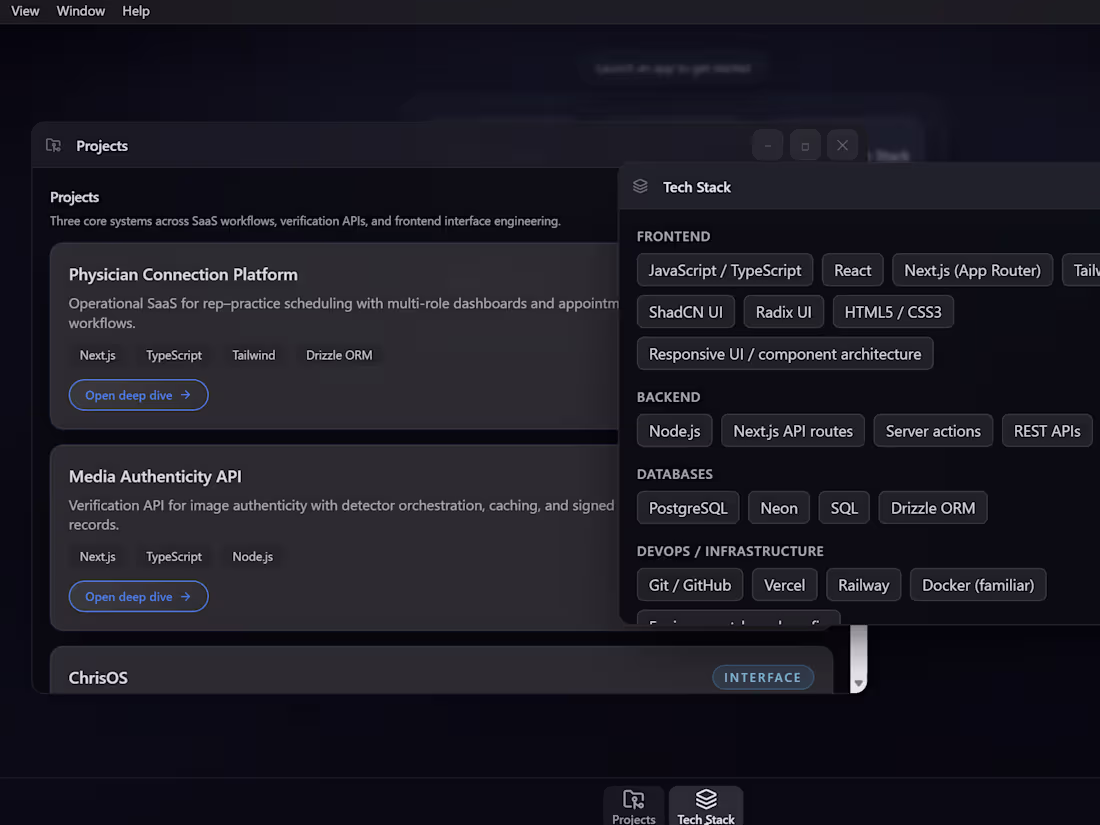Cover image for ChrisOS — Desktop Portfolio System