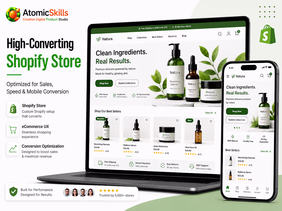 Cover image for High-Converting Shopify Store for Beauty & Skincare Brands