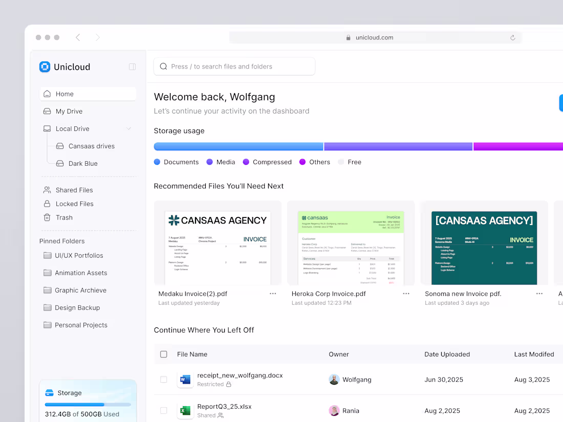 Cover image for Unicloud - Cloud Storage Dashboard