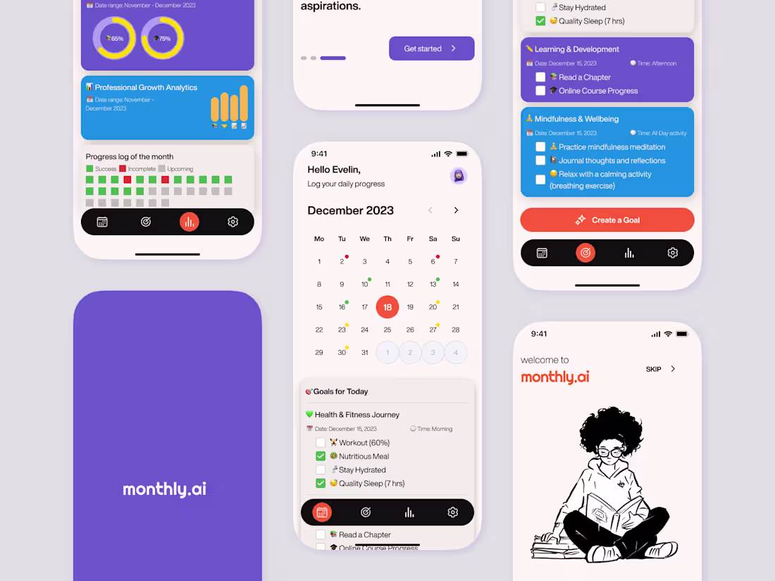 Cover image for Monthly.AI - A.I. powered monthly goal tracker app