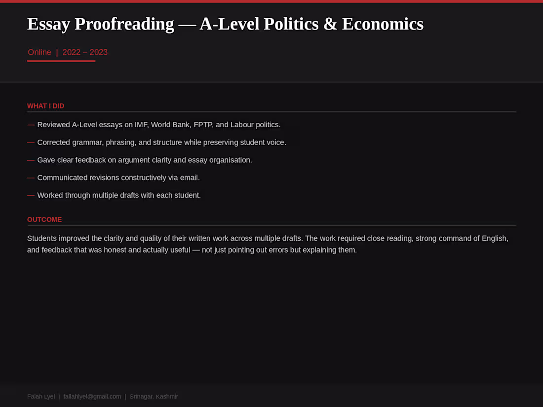 Cover image for Essay/Article Proofreading: Reviewed and edited