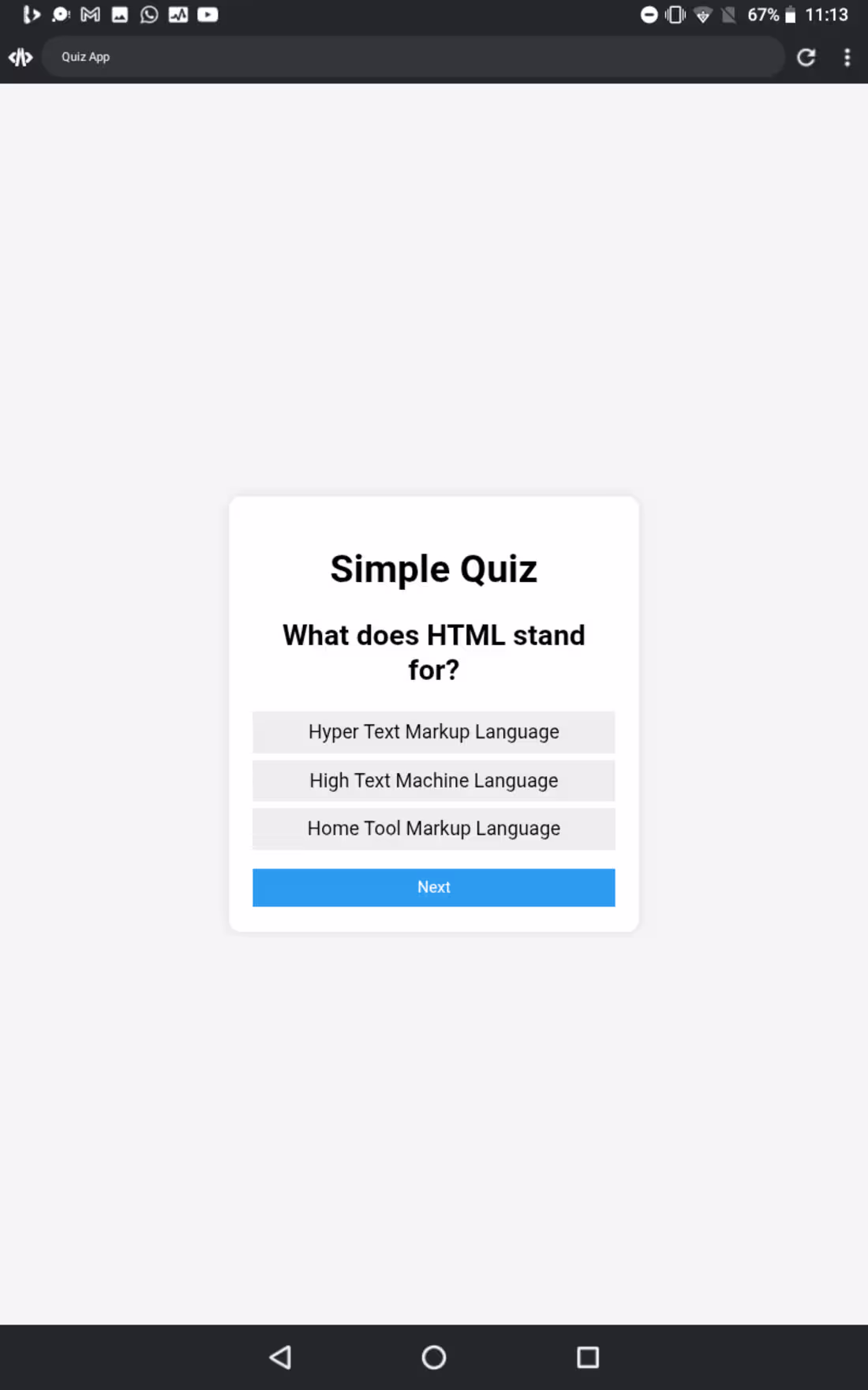 Cover image for A simple quiz app with