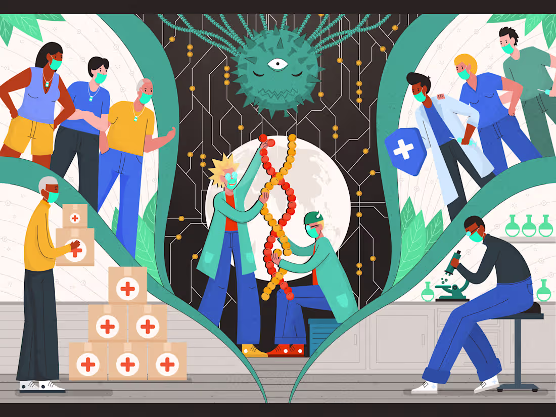 Cover image for A 2021 artwork reflecting hope, unity, resilience—people wor...
