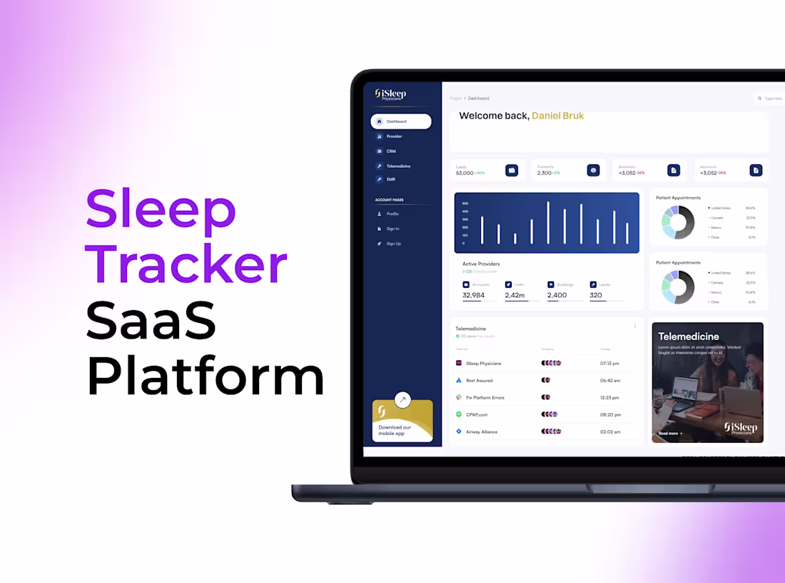 Cover image for Sleep Tracker SaaS Platform UX/UI
