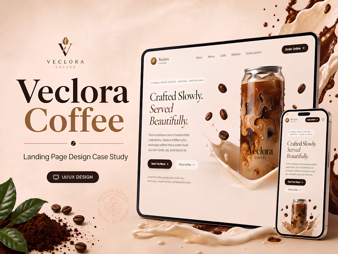 Cover image for Premium Coffee Brand Website Design for Veclora Café