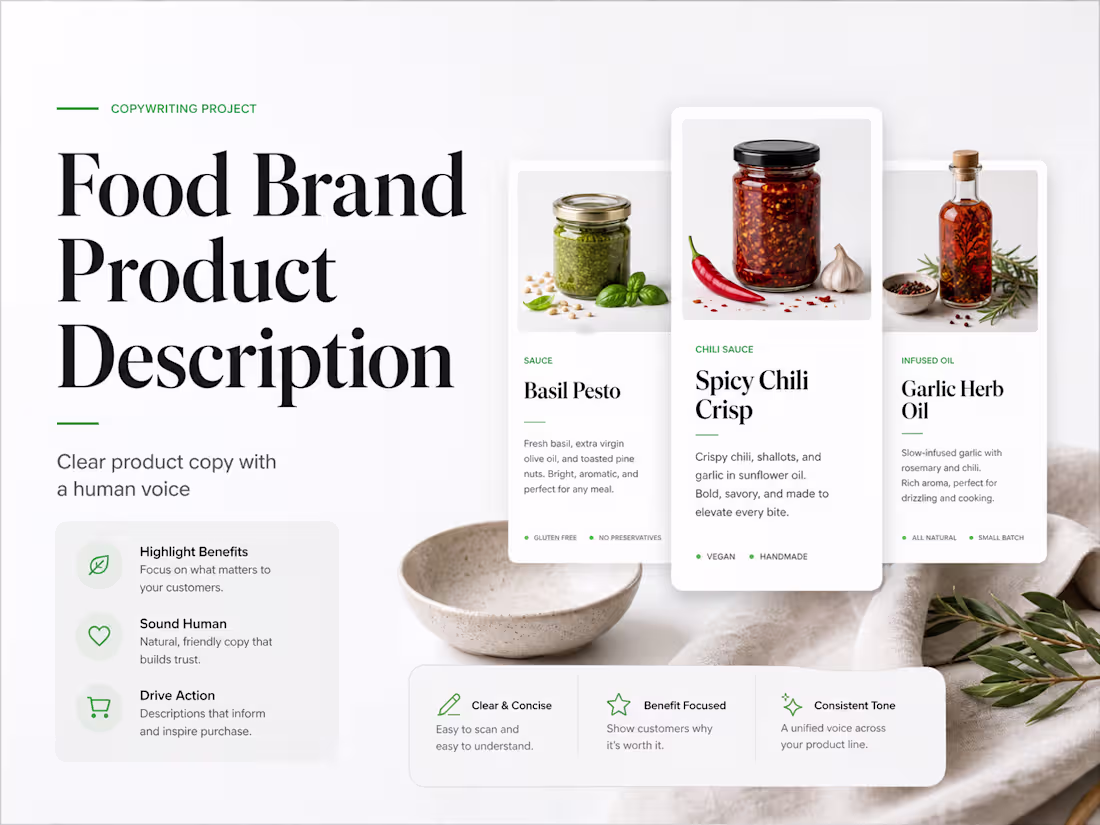Cover image for Sample product description copy for