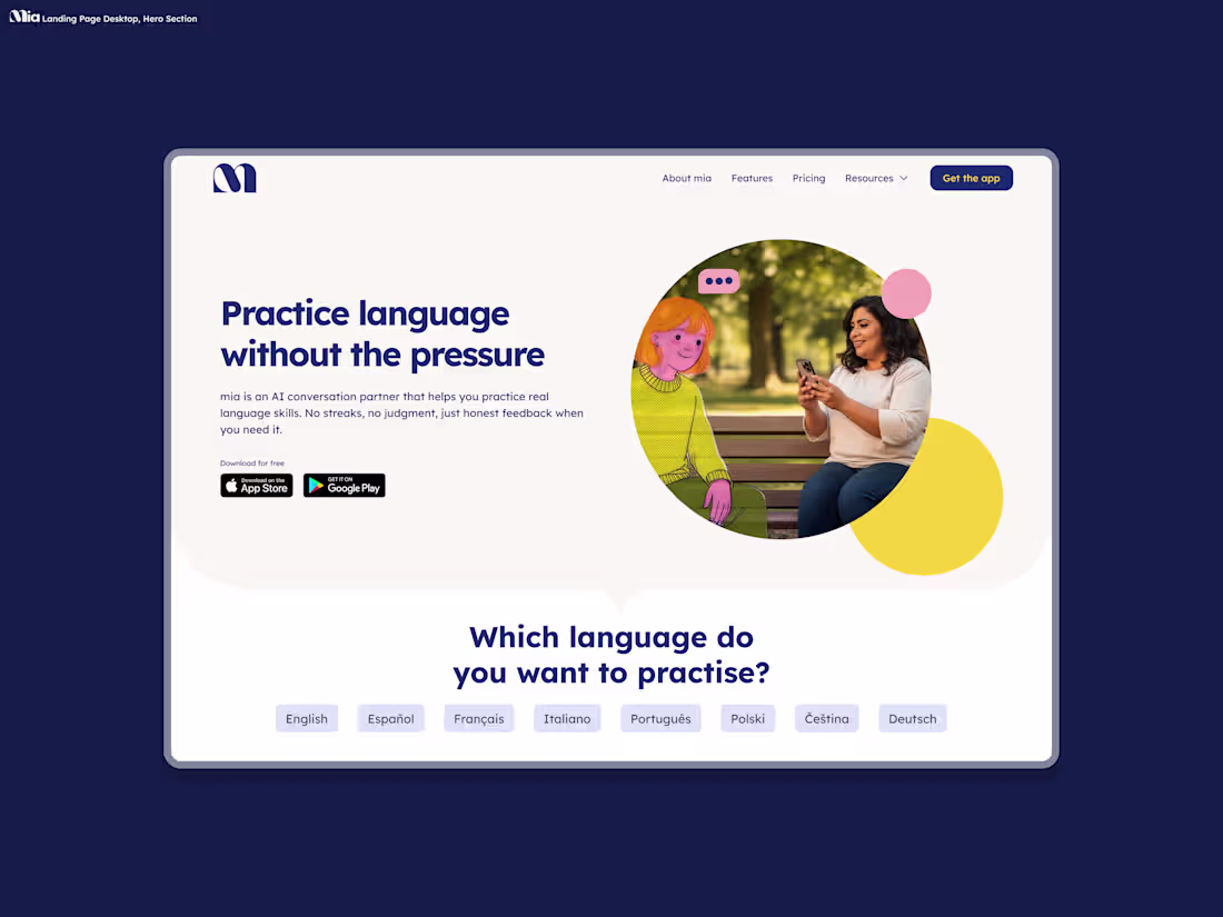 Cover image for Mia — Brand System, Product Design & Landing Page