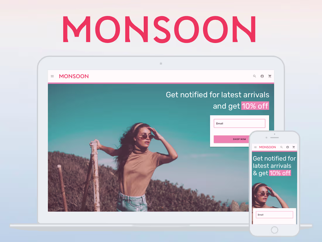 Cover image for Monsoon eCommerce Responsive UX/UI Redesign Concept