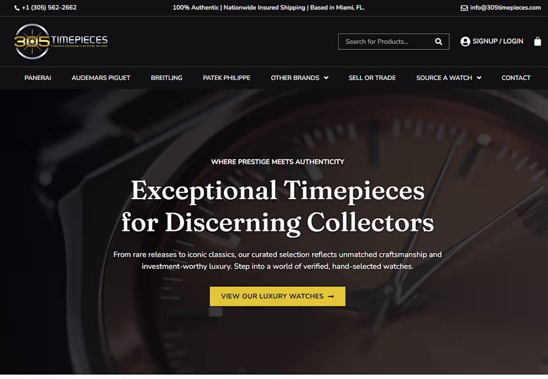Cover image for 305 Timepieces
305 Timepieces’ website was