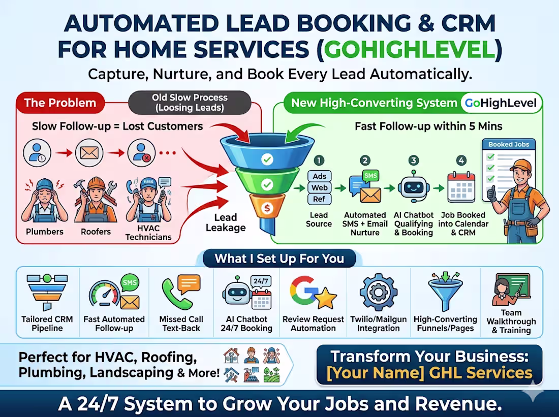 Cover image for GoHighLevel CRM Setup & Automation for Home Services