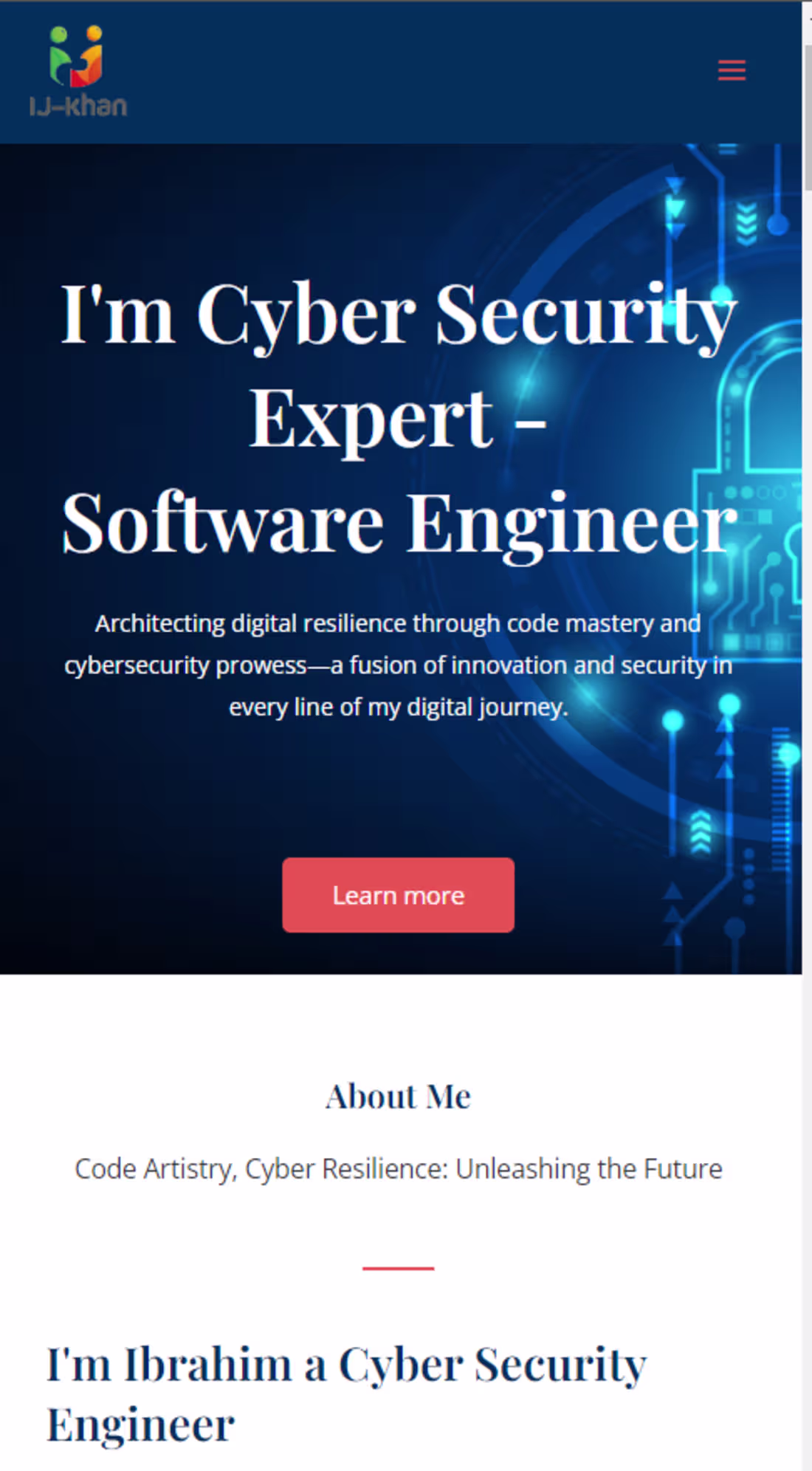 Cover image for website for cyber security expert