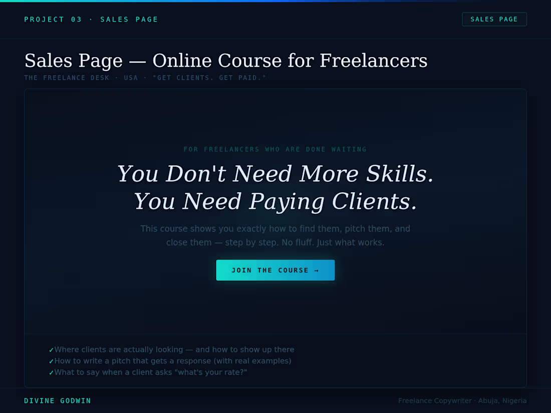 Cover image for Wrote a full sales page